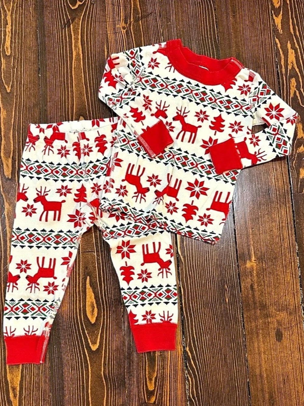 Hanna Andersson Holiday Dear Deer HannaJams - Reindeer Fair Isle Long John PJs